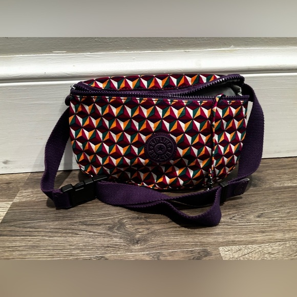 Kipling Multicolor belt Bag with Purple Strap travel summer vacation convenient - Picture 1 of 15